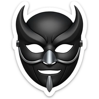 Minimal emoji, gothic mask forged from matte black leather, emotionless expression, smooth heavy surface, subtle leather texture, deep shadows, centered, bdsm slave leather mask sticker