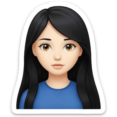 Une belle fille avec les cheveux long, noir avec un côté blond clair sticker