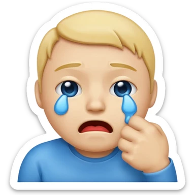 Cry emoji with fist infront of mouth sticker