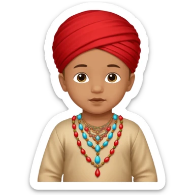  baby boy dressed in colorful ghalibiya with delicate decorations with a red Moracain tarbush  sticker