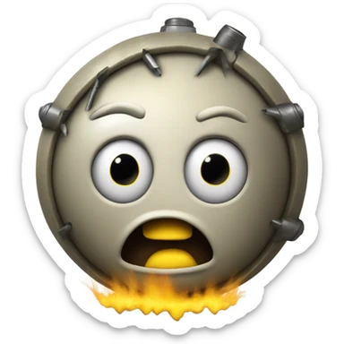 yellow emoji with head emitting a nuclear bomb sticker