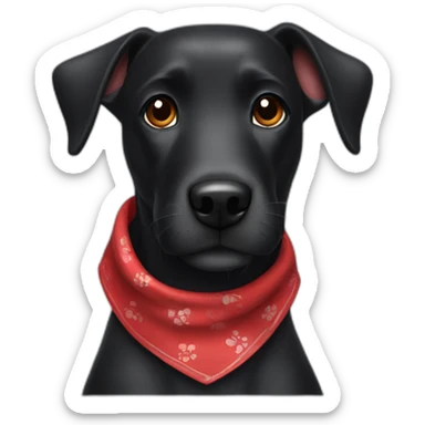 black dog with a red bandana around its neck sticker