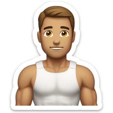 man with muscles,short hair,tired eyes,brown hair,bodysuit sticker