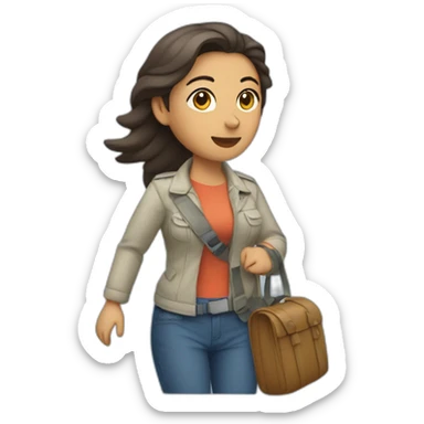 Mujer catira cargando con un avion sticker