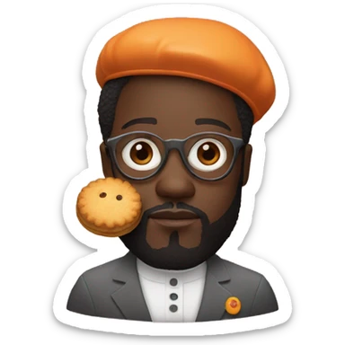will I am with a biscuit and an orange background  sticker