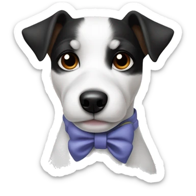 jack russel terrier black and white with a bow  sticker