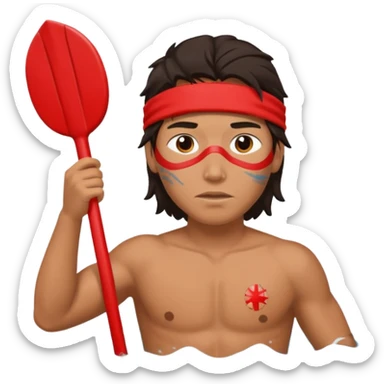 Lifeguard Native American Teenager with messy hair rescuing someone sticker