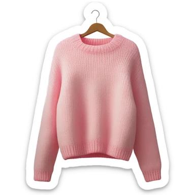 Pink and White cropped oversize wool sweater, isolated sticker