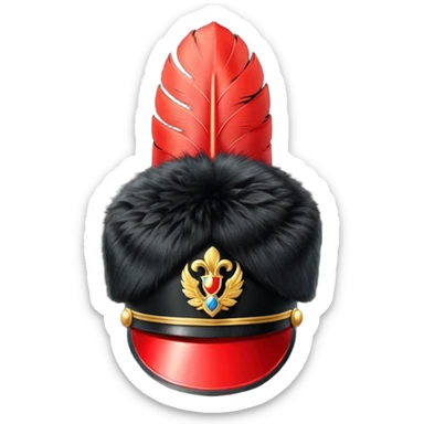 A Royal Guard hat with black fur texture and tall silhouette. sticker