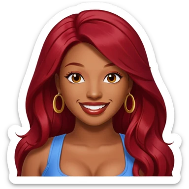 Megan Thee Stallion with long dark red hair  sticker