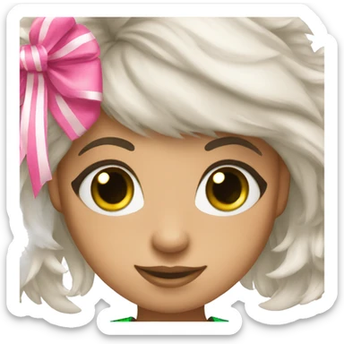 a cheerleader girl with green eyes and pink pom poms sticker