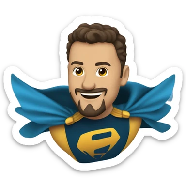 European superhero smiling and flying with goatee beard smiling and flying  sticker