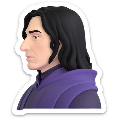 melancholy Snape side profile with long black hair sticker