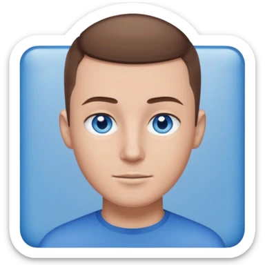 A guy with a buzzcut and blue eyes and brown hair  sticker