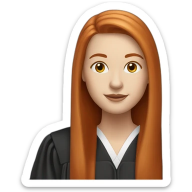 redhead white woman medium long straight hair, celebrating graduation sticker