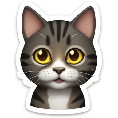 Black and brown tabby cat with cute yellow eyes paws and tail sticker