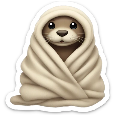 otter cozy in blanket sticker