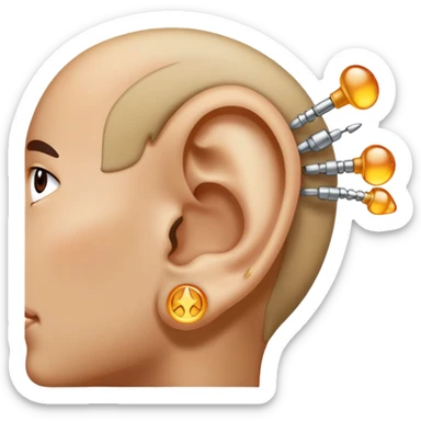 Ear with piercings sticker