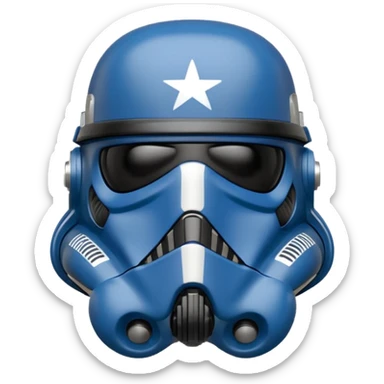 a blueberry wearing a black Star Wars Death Trooper helmet sticker