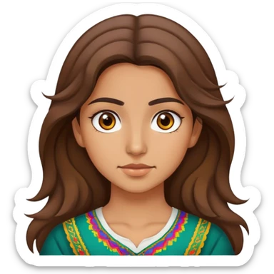 a Kurdish/Mexican girl with brown eyes and slightly wavy brown hair sticker