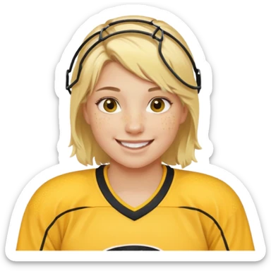 Girl hockey player with yellow jersey sticker