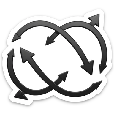Minimalistic flat vector icon, iOS style, thin black contour on white background. Circular arrows forming an infinite loop, symbolizing Agile process. Clean, no text, no shadows.
 sticker