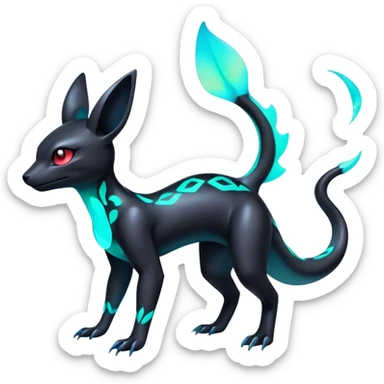 Dark Edgy Pastel Colorful Glowing Nano Neon Shiny Salandit-Umbreon-Fakémon-hybrid-creature (full body)  sticker