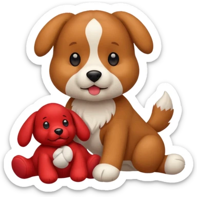 Dog playing with a stuffed animal sticker