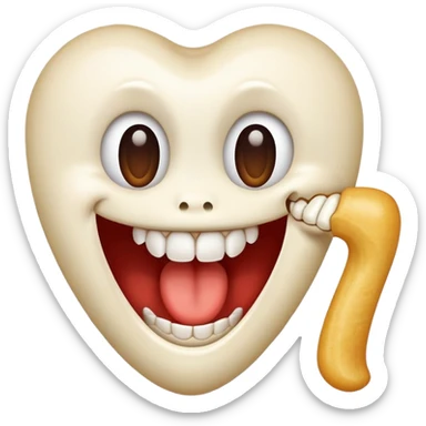 Emoji with half a bone in mouth drooling sticker