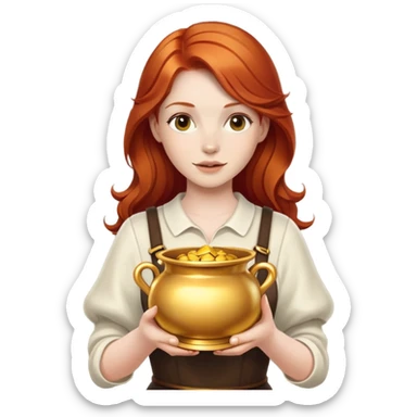 Redhead with a gold pot  sticker