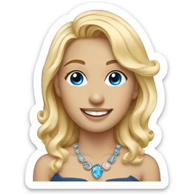 happy solo portrait with jewelry blonde hair blue eyes sticker