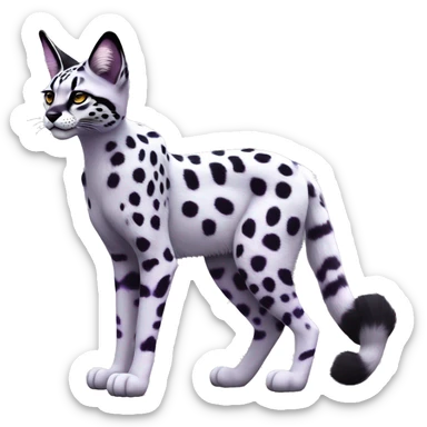 Epic Edgy Colorful Cool Cute Realistic Black White Purple ethereal Serval-Fionbri full body sticker