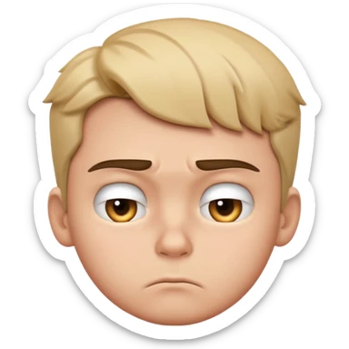 profile picture of a pouting boy, emoji style, furrowed brows, glaring eyes, simple background sticker