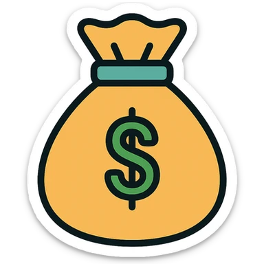 colored money bag icon sticker