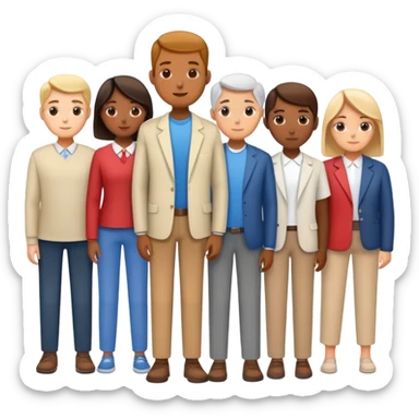 A line of diverse people waiting to vote at a polling station sticker