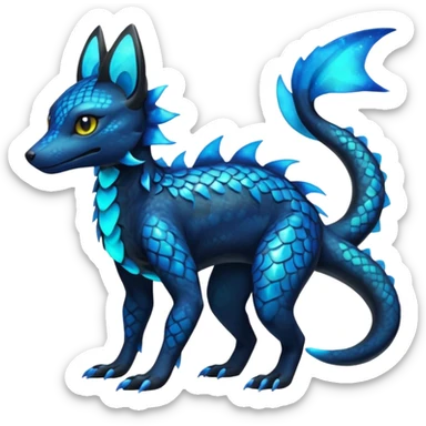 L Scaley Exotic Salandit-Aurorus-Umbreon-Fakémon-hybrid-creature (full body), 4 legs sticker
