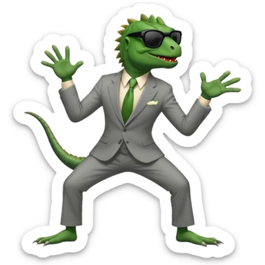 capitalist iguana banker godfather with black sunglasses breakdance sticker
