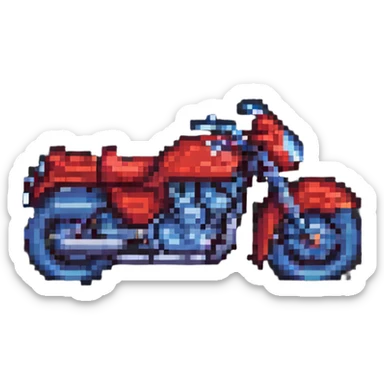 simple red motorcycle pixel art, extremely basic, suitable for web app icon sticker