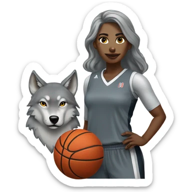 Grey wolf and female grey basketball uniform player number 0 sticker