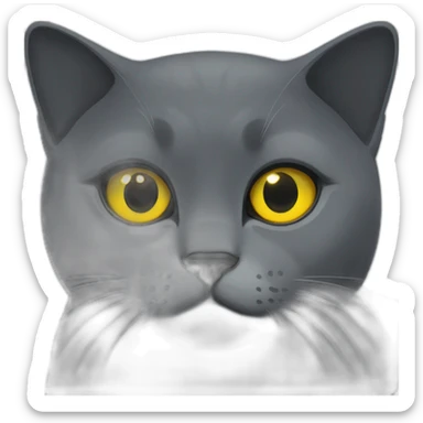 british shorthair cat in the Color dark black smoke with yellow eyes sticker
