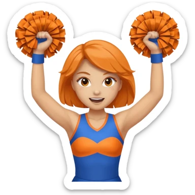 cheerleader  within a circle of shades of orange and blue With her, Boom Boom, and cheering sticker