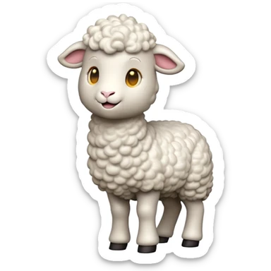 cinematic-[lamb]-realistic-full-body-standing-emoji,-tail-flicking-lazily,-head-tilted-dramatically,-curly-[white]-fur,-simplified-yet-realistic-focused-features,-highly-detailed,-glowing-with-an-almost-sarcastic-glow sticker