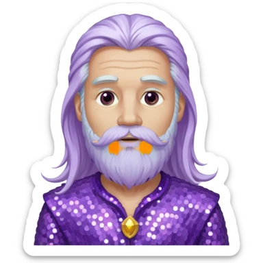 Jupiter, God of the Sea from Gods and Goddesses with long white hair and beard, lilac sequin outfit sticker