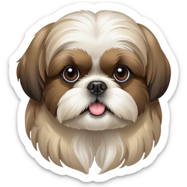 Cinematic Noble Shih Tzu Portrait Emoji, Poised and elegant, with a luxurious, flowing fur in refined muted tones, delicate features and wise, gentle eyes, simplified yet meticulously detailed, glowing with a soft, regal radiance, high shine, exuding quiet dignity and timeless charm, soft glowing outline, capturing the essence of a noble Shih Tzu that epitomizes refined poise! sticker