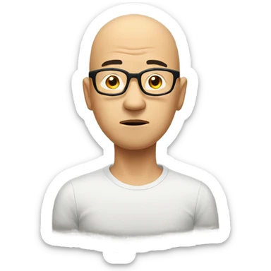  a bald Asian man, in glasses, very confused. thinking deeply sticker