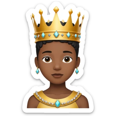 A stylish black teen wearing a hand-crafted crown for fun. sticker