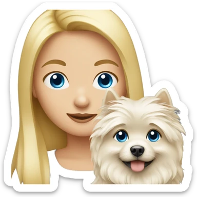 Blonde girl blue eyes holding spitz  sticker