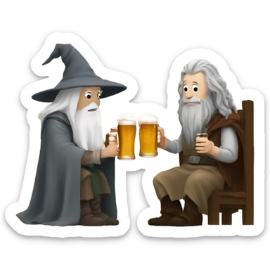 Gandalf and Sauron having a pint of beer together  sticker