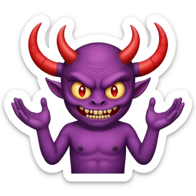 A demon with 2 hands one hand has a 9 on top and the other hand has a 9 on top  sticker