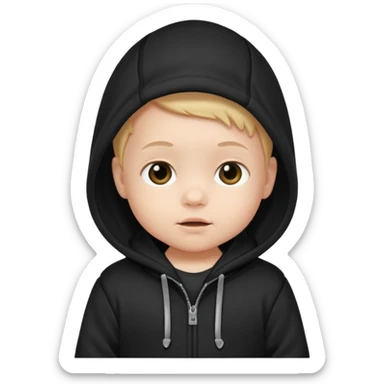 baby with black hoodie sticker